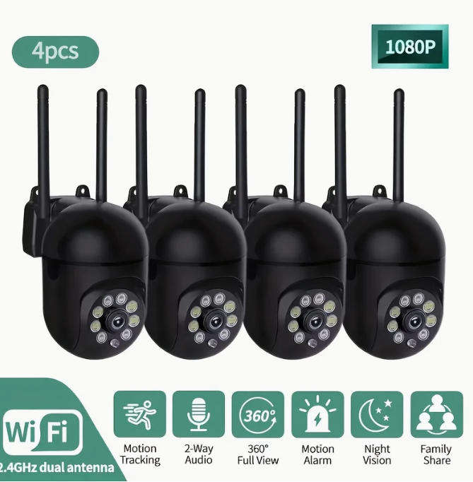 4-Pack 360° Panoramic Wireless Camera with 1080P Full HD Image | USB Powered