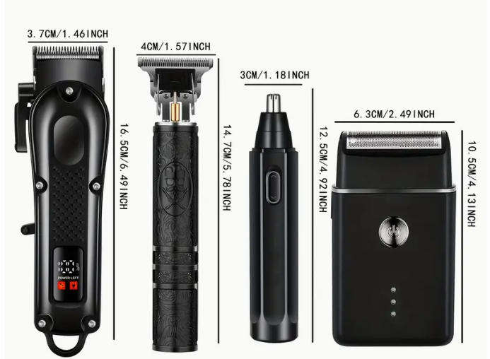 4pcs Hair Clipper Set, Rechargeable Cordless Barber Kit and Hair Cutting Set