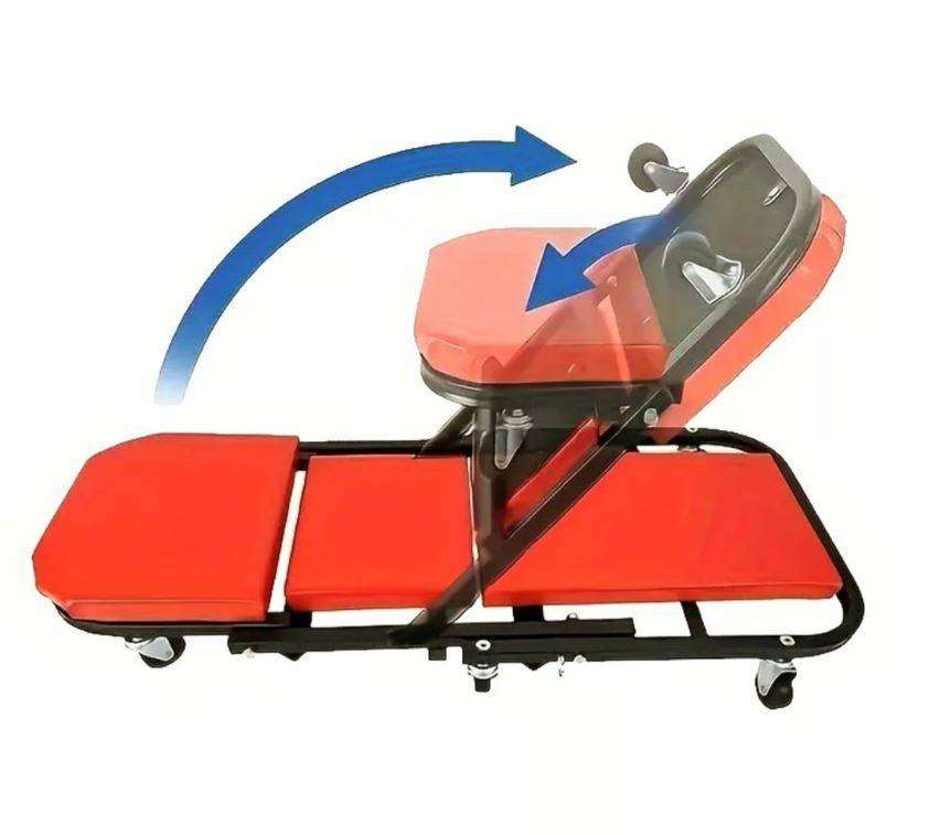 2-in-1 Z-Track Climbing Chair 36Inch Adjustable Rolling Garage Chair Heavy-Duty Creeper - Black