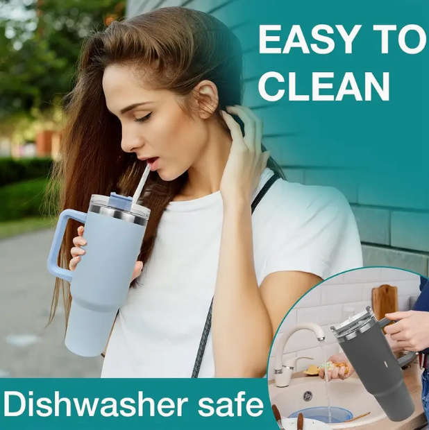 40oz / 1200ml Stainless Steel Tumbler with Lid, Insulated Travel Mug with Handle - Lilac