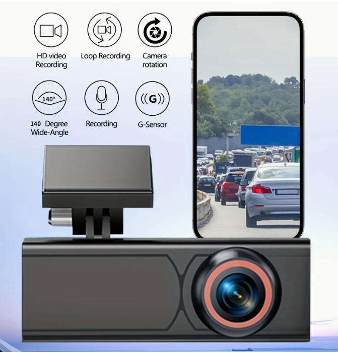 1080P Dual-Lens Dash Cam with Front & Built-In Camera, Infrared Night Vision, Wide-Angle IPS Screen,