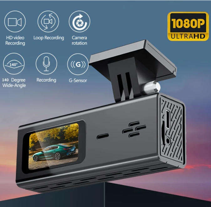 1080P Dual-Lens Dash Cam with Front & Built-In Camera, Infrared Night Vision, Wide-Angle IPS Screen,