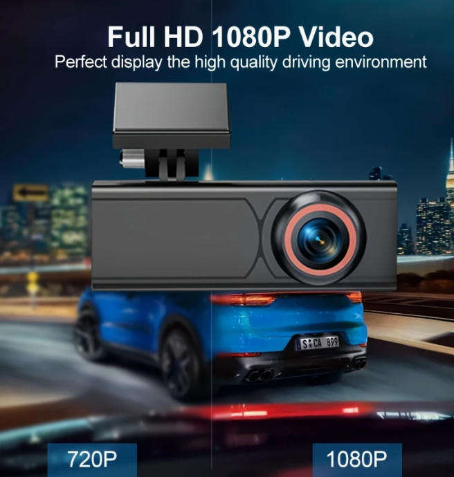 1080P Dual-Lens Dash Cam with Front & Built-In Camera, Infrared Night Vision, Wide-Angle IPS Screen,