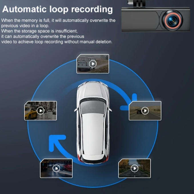 1080P Dual-Lens Dash Cam with Front & Built-In Camera, Infrared Night Vision, Wide-Angle IPS Screen,