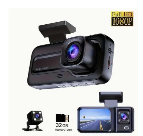 3-Lens Car DVR, HD 1080P Dash Cam, Video Recorder for Parking Surveillance  Infrared Night Vision