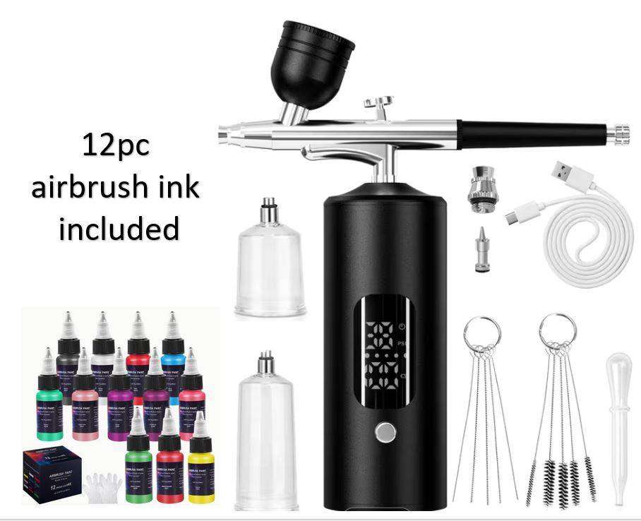Portable Airbrush Kit with 12 inks