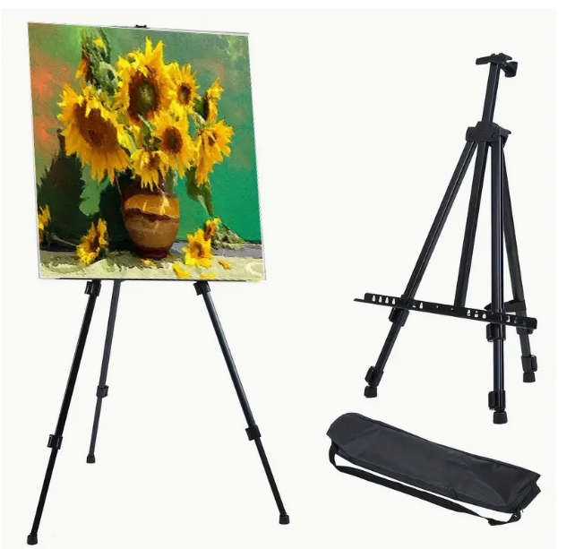 Foldable,Portable Painting Thickened Iron Easel, Adjustable Height with Carrybag