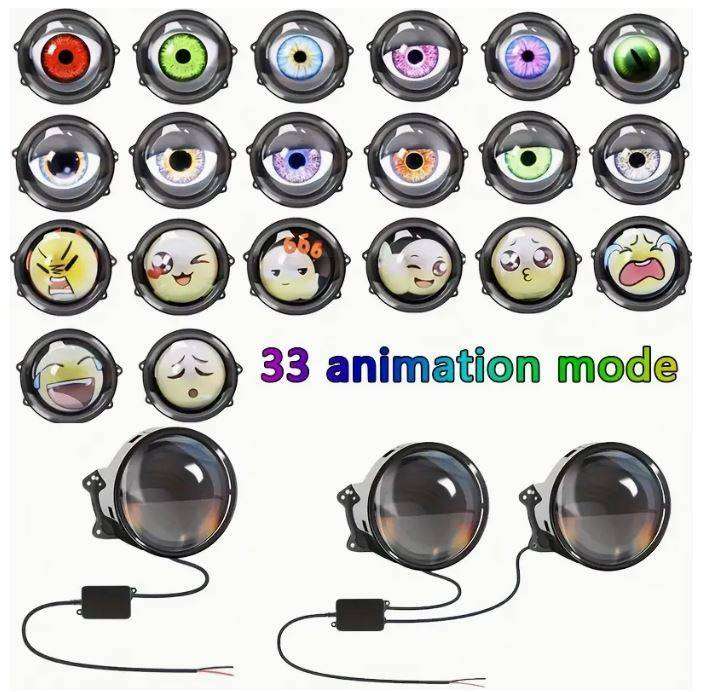 33 Pattern Devil Eyes Emoticon Decorative Lights, 9-36V, Suitable for Motorcycles, SUVs, cars