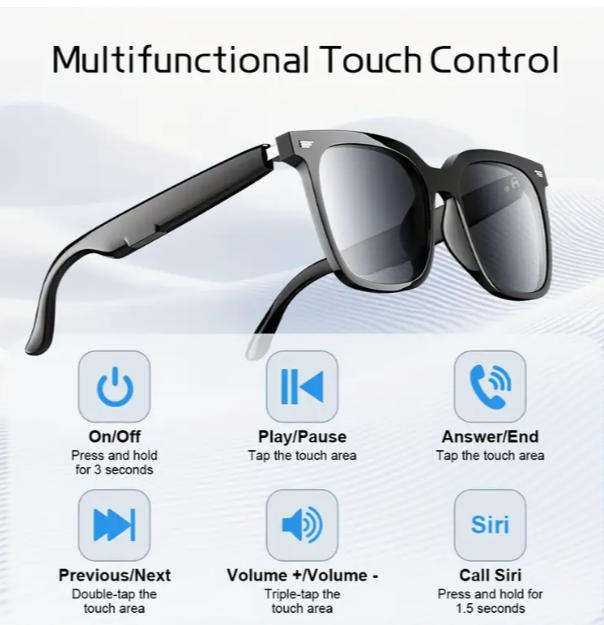 Multifunctional Wireles Smart Glasses built in Headphones