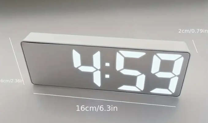 Modern LED Digital Alarm Clock - Large Display, Adjustable Brightness, 12/24 Hours - Black