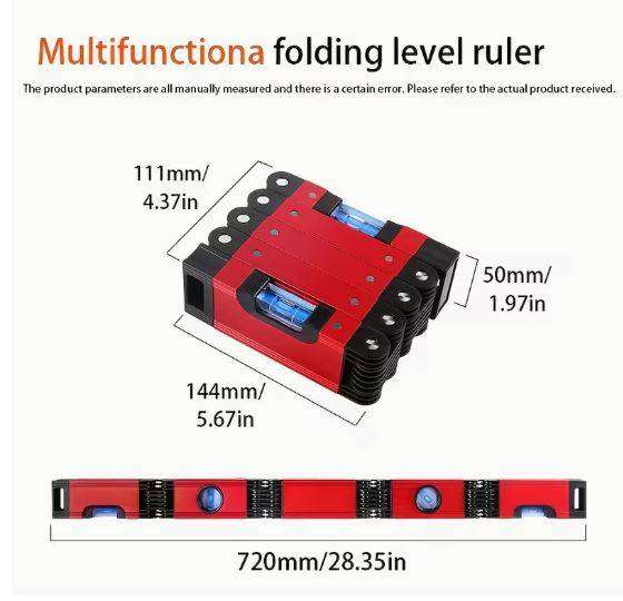 Versatile Multi-Angle Folding Level - High Precision, Magnetic, for Home Decor & Woodworking Project