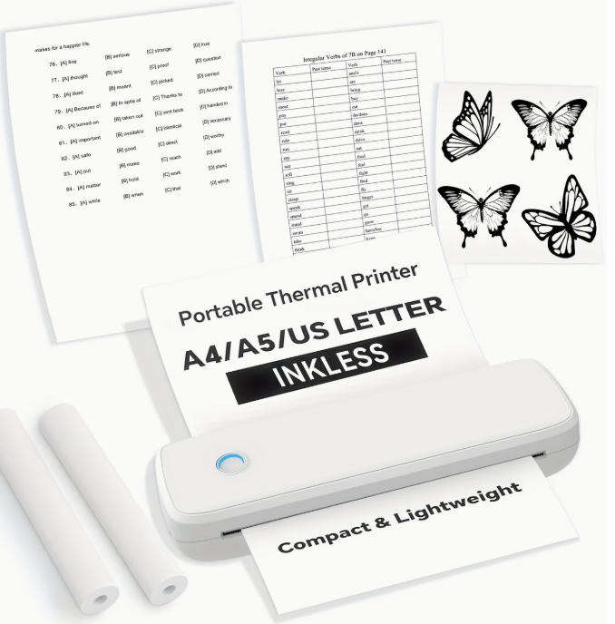 Orico Compact Portable Wireless A4 Thermal Printer - USB Rechargeable (18650 Lithium Battery)