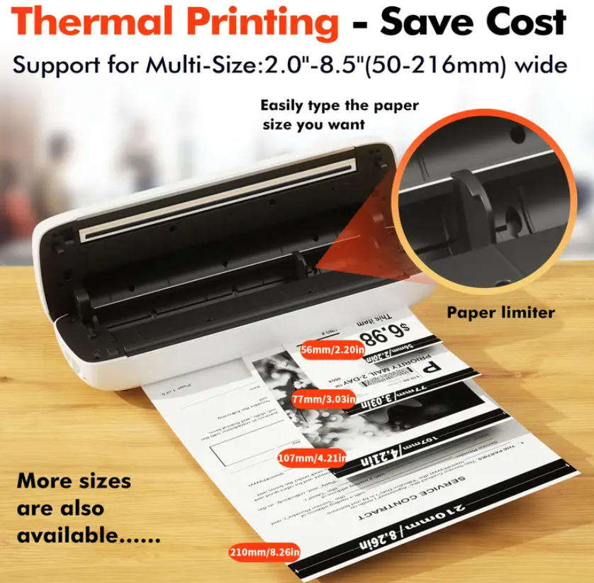 Orico Compact Portable Wireless A4 Thermal Printer - USB Rechargeable (18650 Lithium Battery)