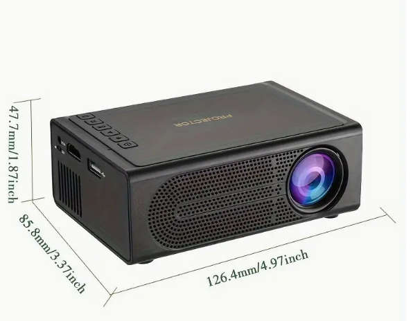 Compact HD Projector for Home Theater Smartphone Screen Mirroring, Portable Design + Screen