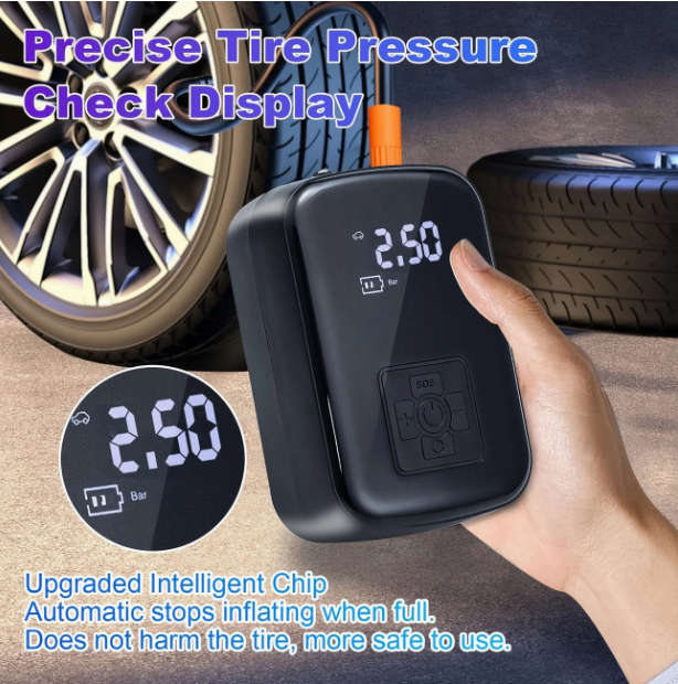 Portable Car Air Compressor with a Wireless Handheld Tyre Pump