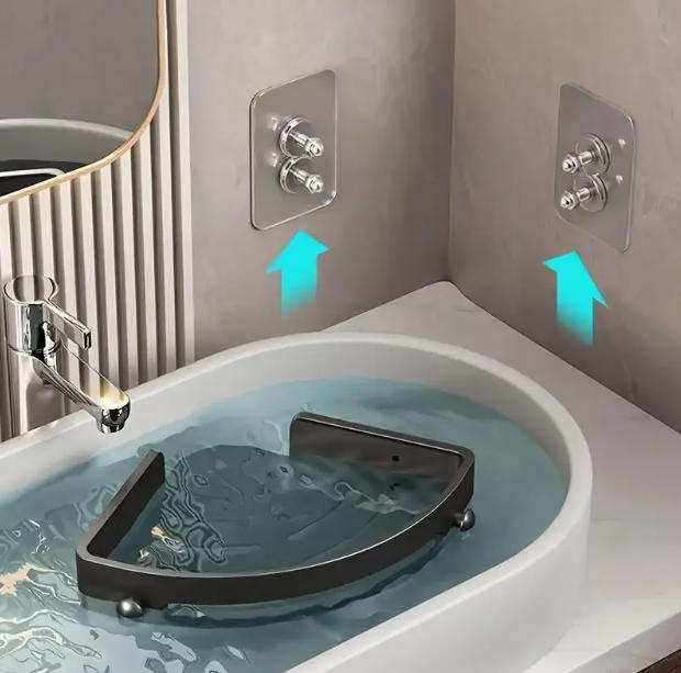 3pcs Black Plastic Corner Shelves, Wall-Mounted Triangular Storage Rack, Space-Saving Organizer