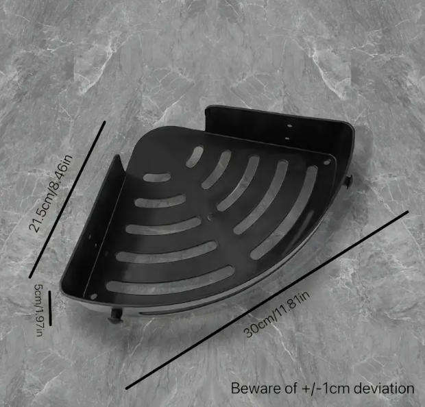 3pcs Black Plastic Corner Shelves, Wall-Mounted Triangular Storage Rack, Space-Saving Organizer