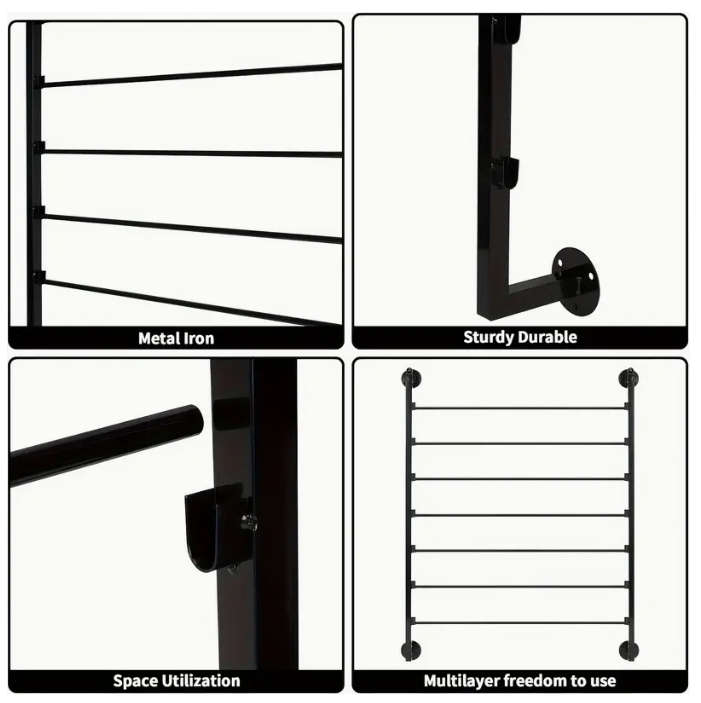 7-Layer Black Metal Ribbon Storage Box - Wall-Hanging for Craft Room * Display Unit rail