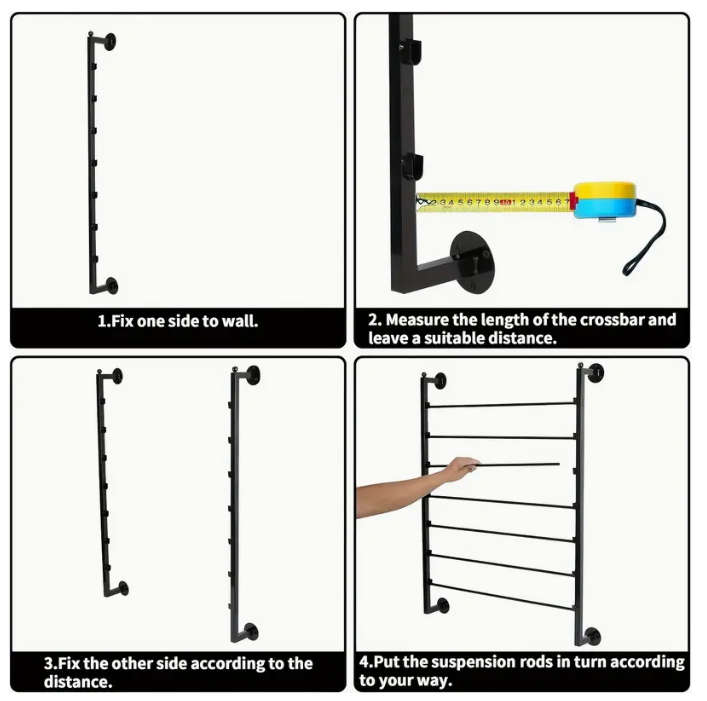 7-Layer Black Metal Ribbon Storage Box - Wall-Hanging for Craft Room * Display Unit rail