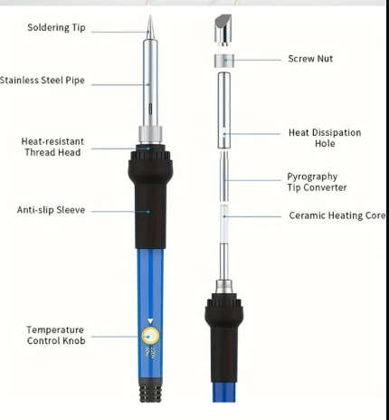 60W Electric Soldering Iron with Adjustable Temperature from 200-450°C for Welding And Repairing