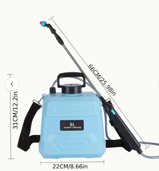 1800mAh 5L Portable Electric Watering Can with Adjustable Nozzle, Lithium Battery, Sprayer