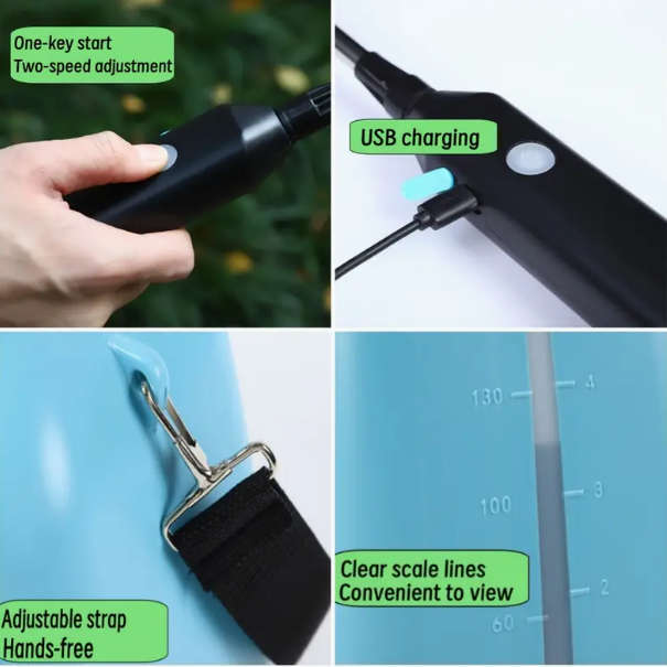 1800mAh 5L Portable Electric Watering Can with Adjustable Nozzle, Lithium Battery, Sprayer