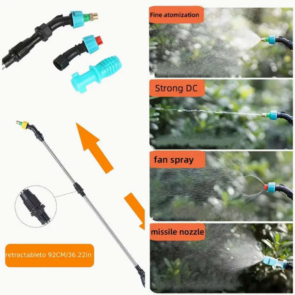 1800mAh 5L Portable Electric Watering Can with Adjustable Nozzle, Lithium Battery, Sprayer