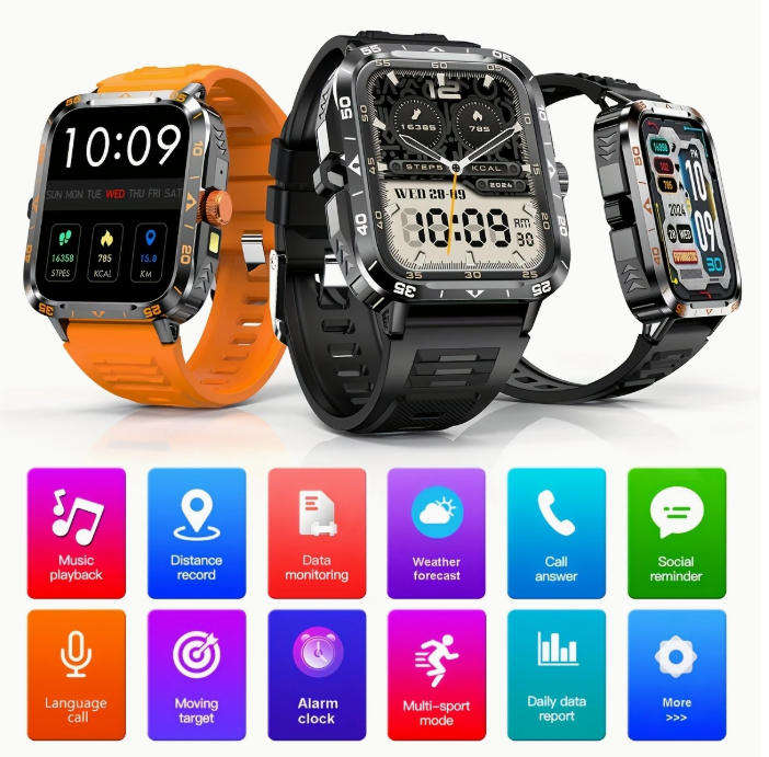 Smart Watch (Answer/Call) Outdoor Sports Watch LED Altimeter Barometer 100+Sports Mode