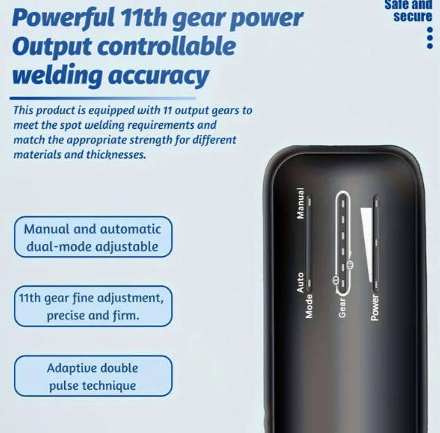 Portable Handheld Spot Welder - Rechargeable, 11 Adjustable Levels, Auto & Manual Modes for Battery,