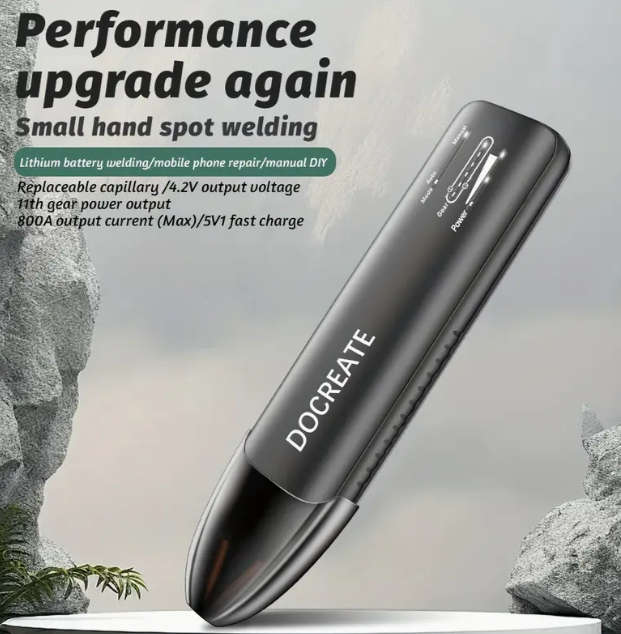 Portable Handheld Spot Welder - Rechargeable, 11 Adjustable Levels, Auto & Manual Modes for Battery,