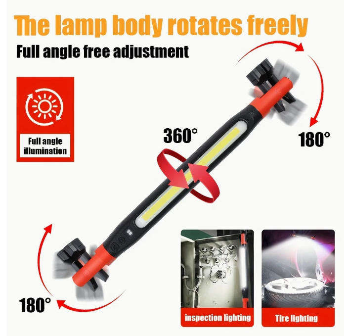 Ultra-Bright LED Work Light with Magnetic Base, 2000mAh Rechargeable Battery work light