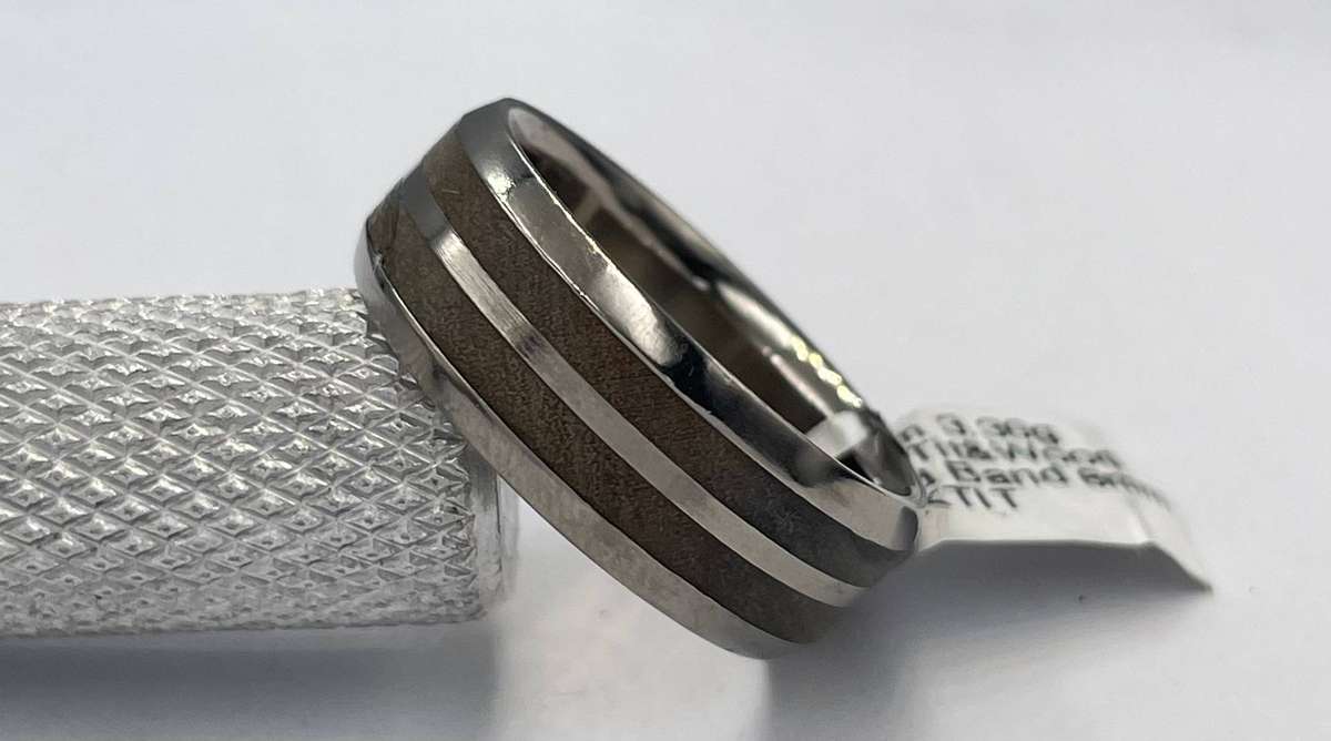 Mens Titanium Band with Wooden Inlay