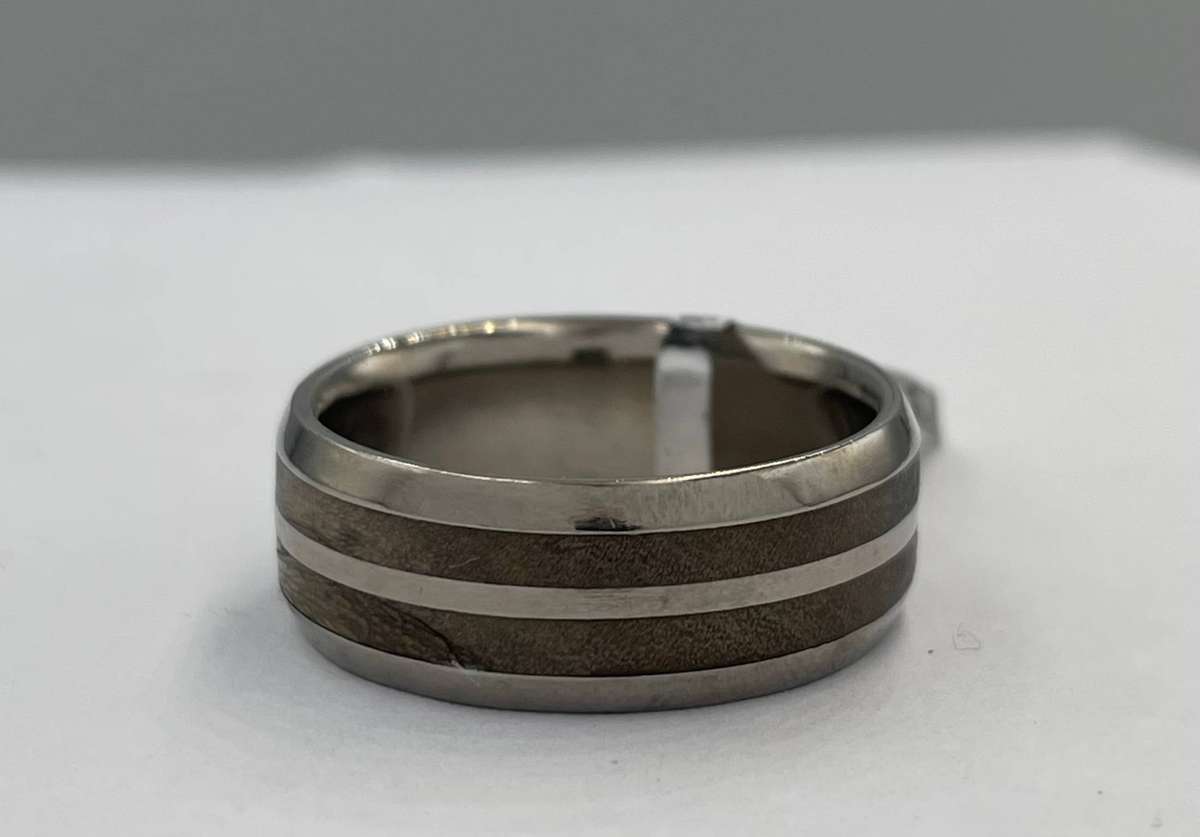 Mens Titanium Band with Wooden Inlay