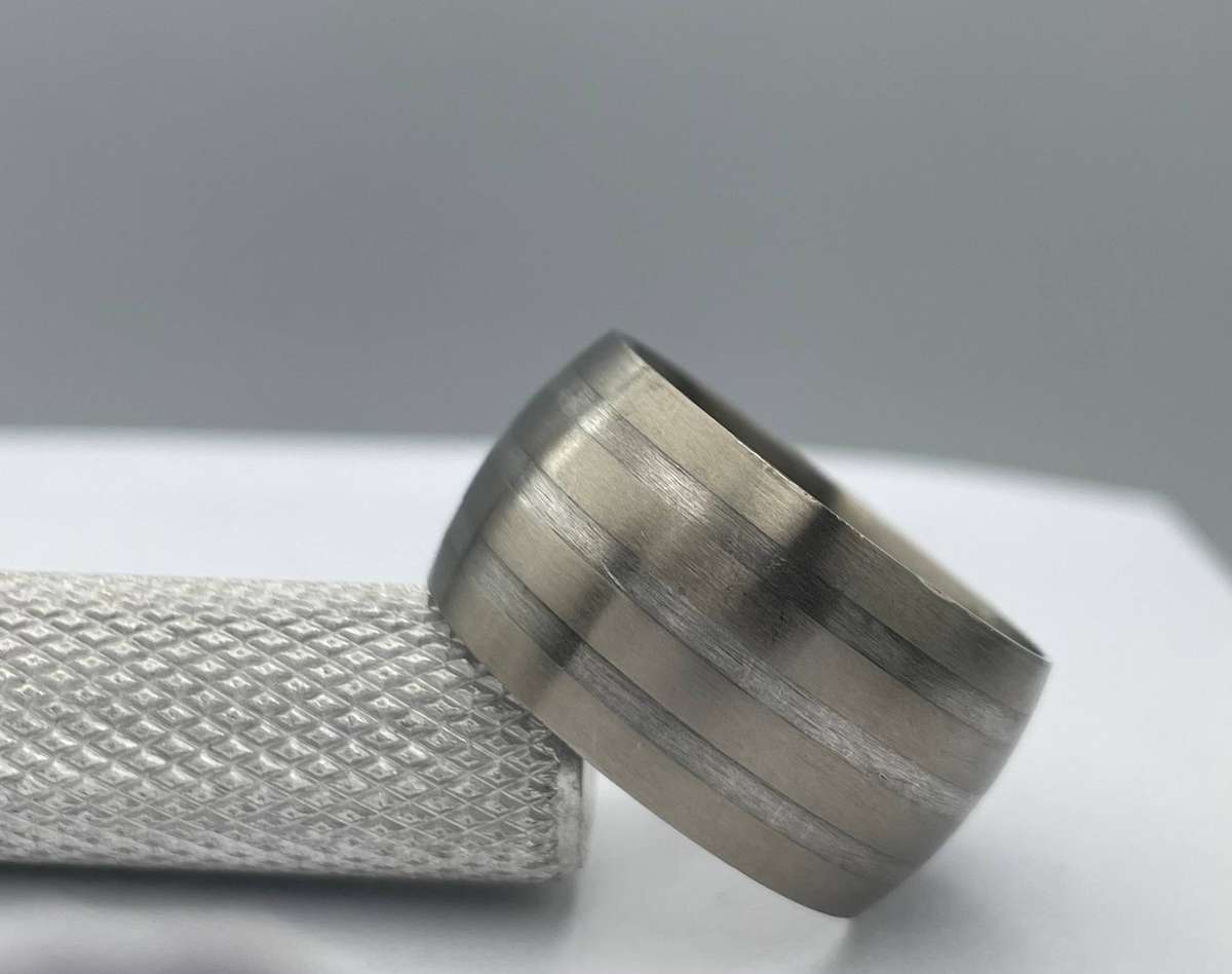 Large Titanium and Silver mens band