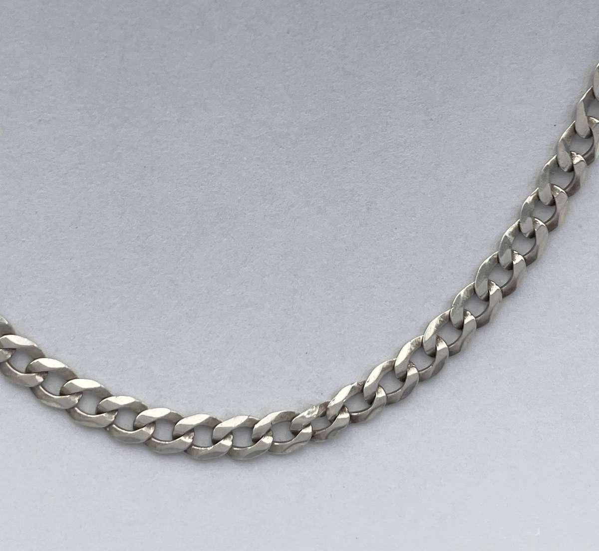 Sterling silver curb link chain necklace.