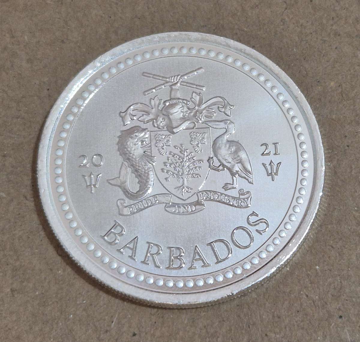 2021 Barbados 1 oz .999 Fine Silver Trident