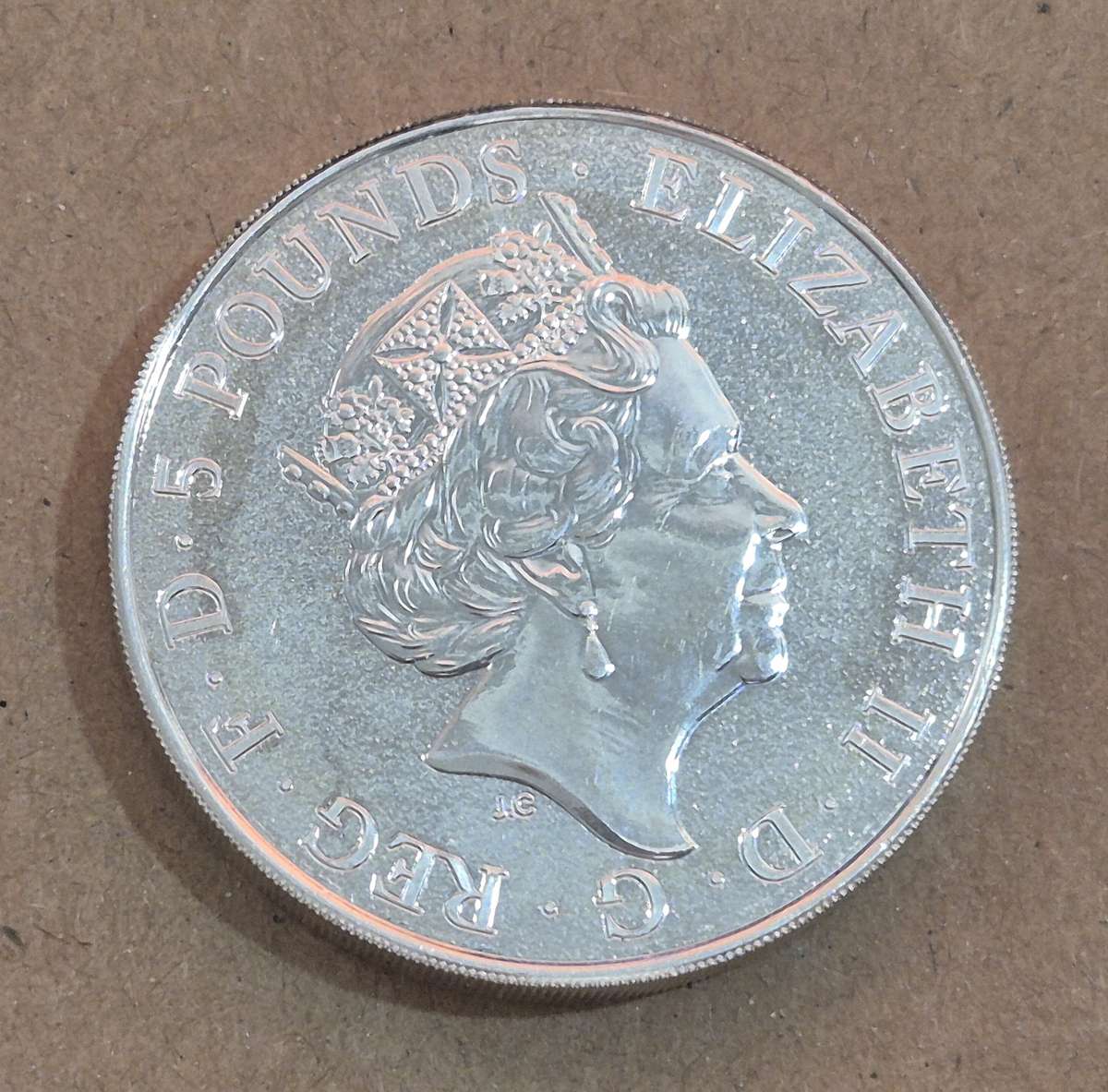 United Kingdom 5 Pounds 2016 Queen's Beasts Lion of England 2 Oz Silver