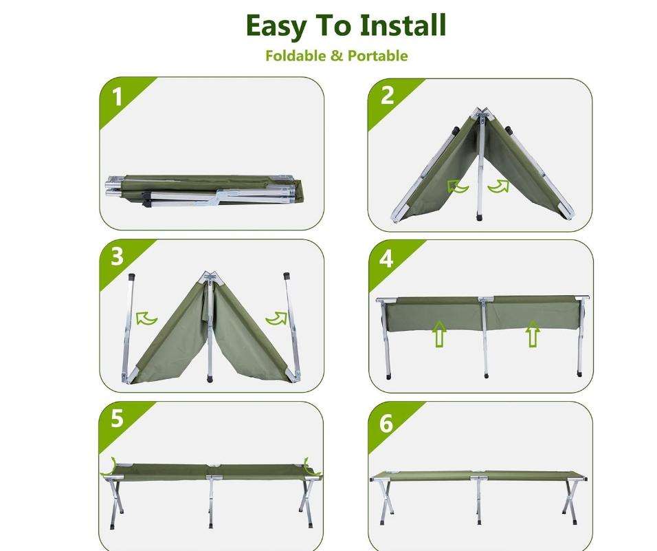 Foldable Cot Stretcher Bed Portable Camping Recliner Folding Bed For Hiking