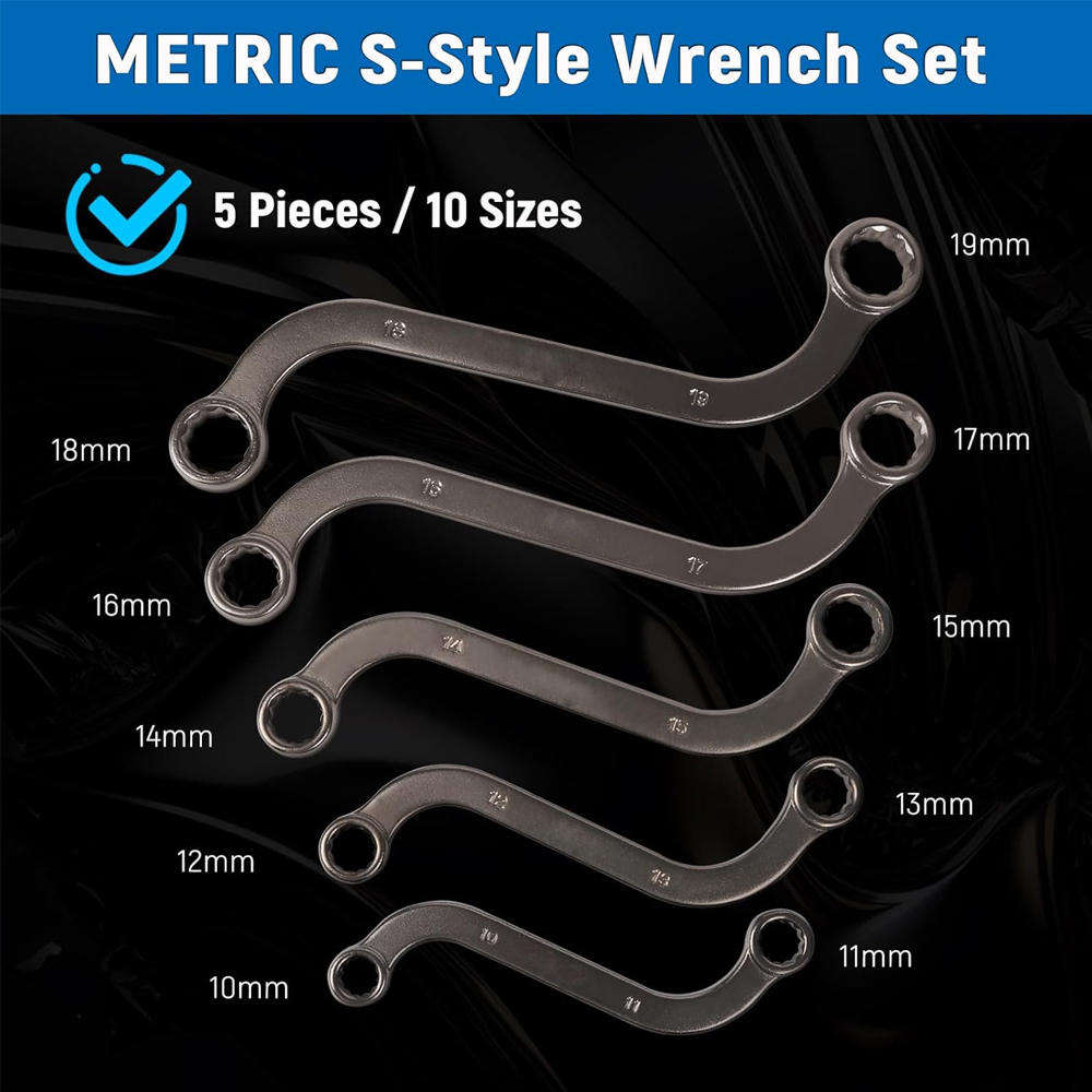 5 Piece S Type Double Ring Spanner Set