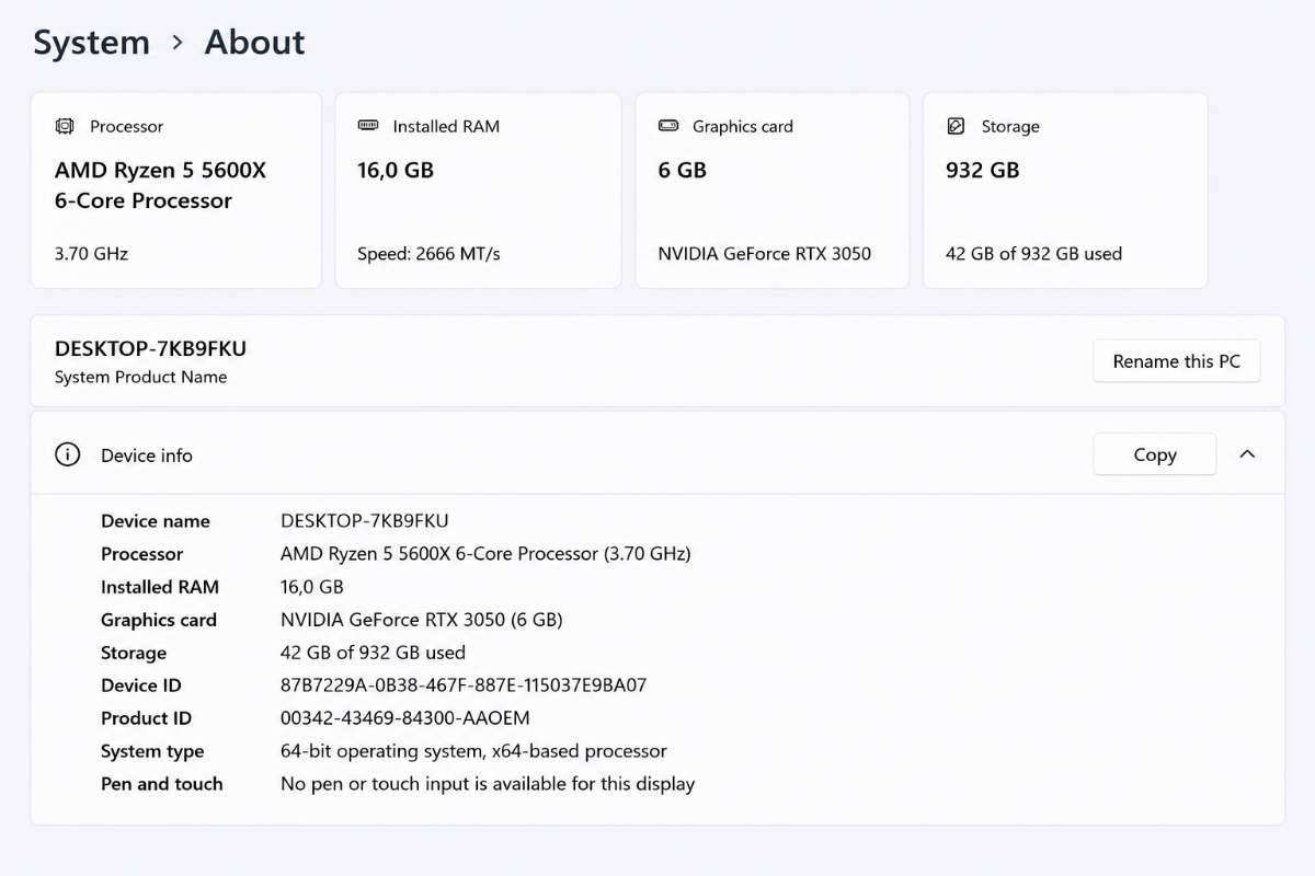 Ryzen 5600x, 16gb ram, 1tb rtx 3050, wifi gaming pc