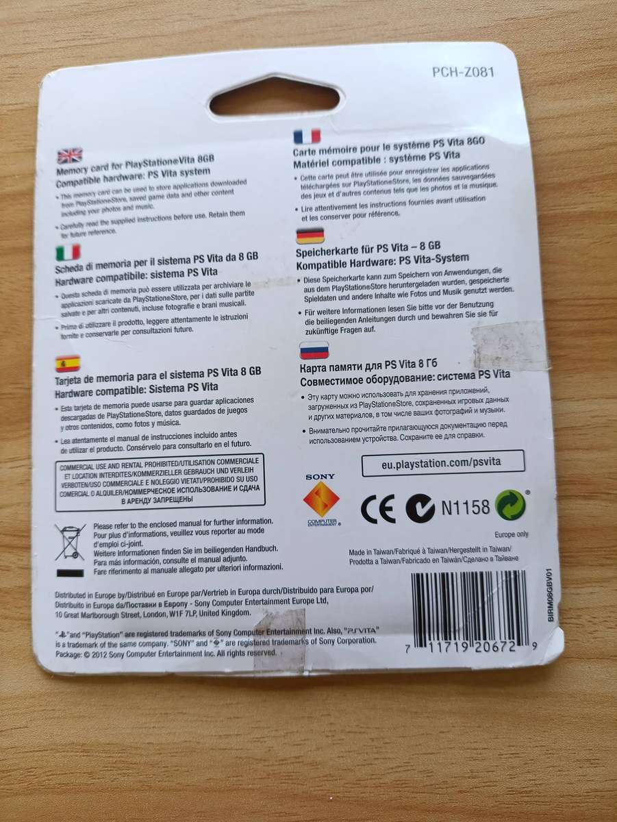 Ps Vita 8GB Memory Card New