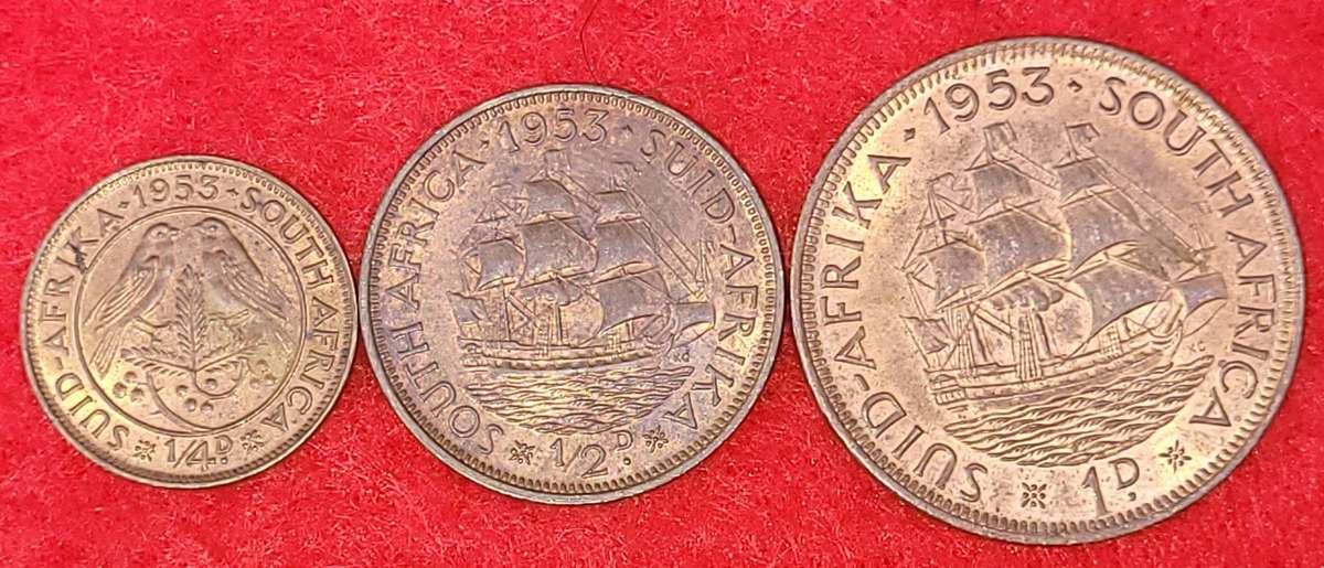 SAU 1953  1/4 & 1/2 & 1 penny set