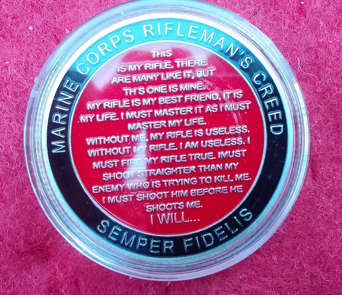 US Marine Corps Creed challenge coin ( silver )