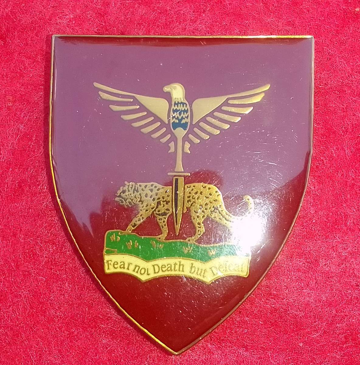ZAMBIA DEFENCE FORCE SPECIAL FORCES METAL SHOULDER FLASH - PINS INTACT