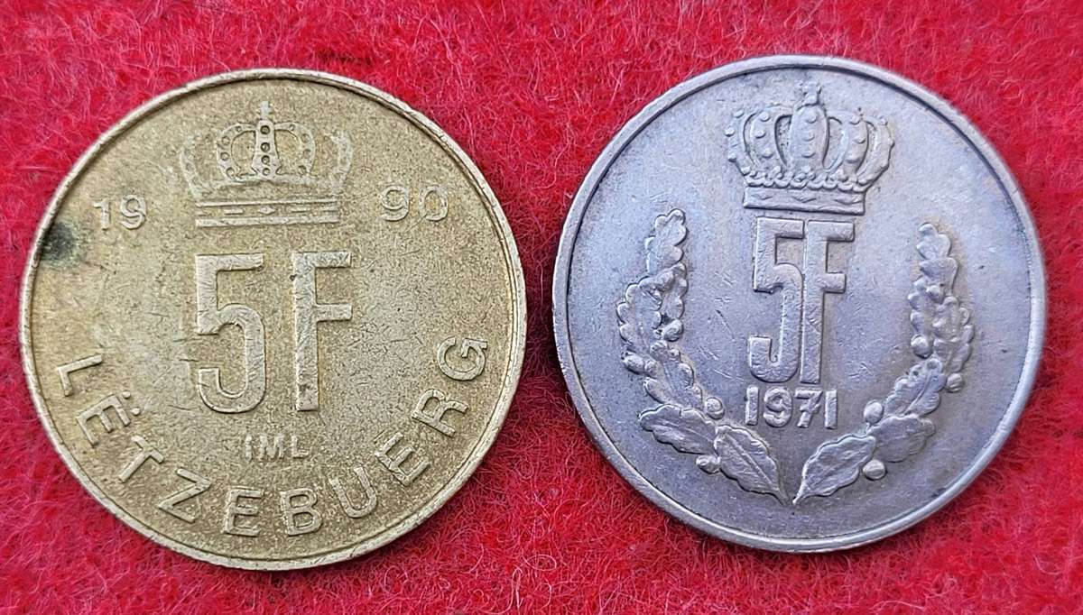Luxembourg5 francs1971       AND       Luxembourg5 francs1990