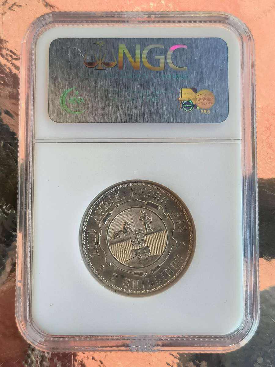 1892!! Paul Kruger!! TwoShilling!! R1 Start!! MS61-Ultra Rare in this condition!!