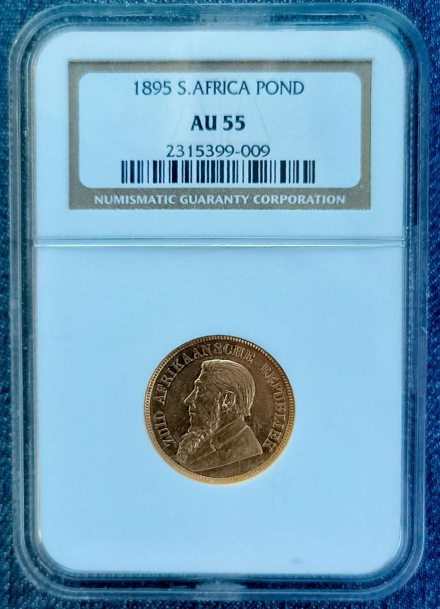 ZAR 1895! Gold 1Pond! P.Kruger! R1 Start!! Au55-Ultra Rare in this condition!!
