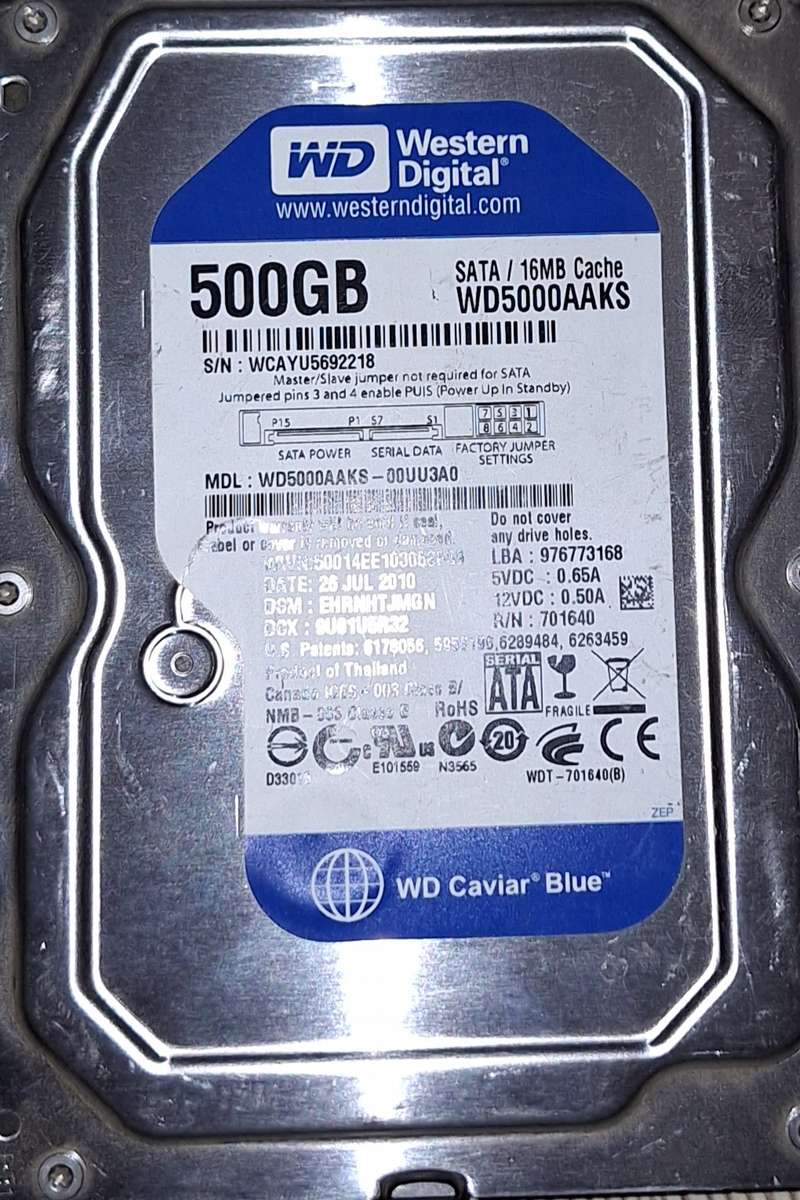 Western Digital SATA Hard Drive WD5000AAKS