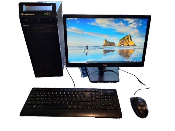 Lenovo Thinkcenter Tower with LG Monitor, Keyboard, and Mouse Combo