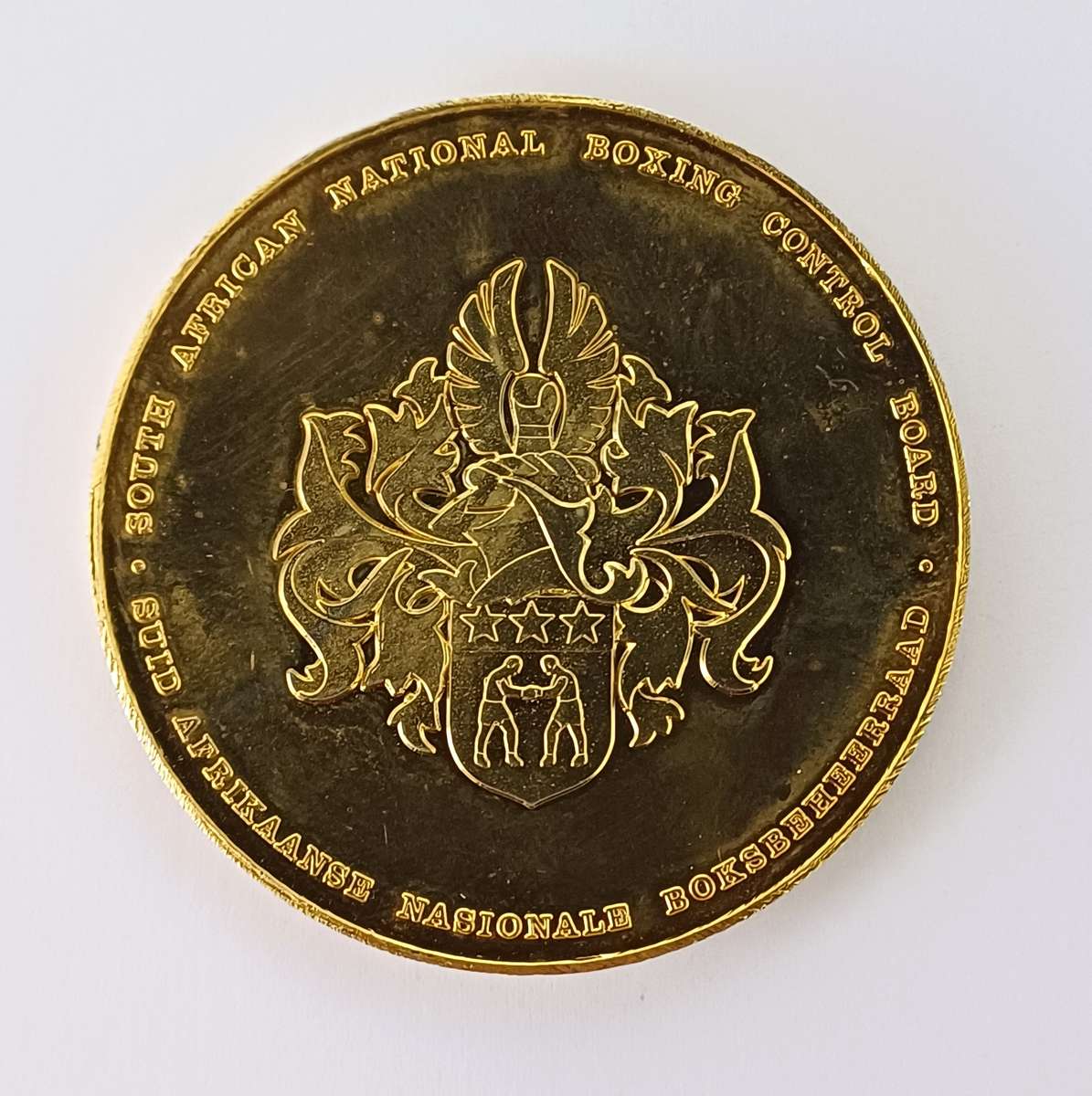 Gold Plated Medal, WBA World Heavyweight Champion, Gerrie Coetzee South African Boxing Control Board